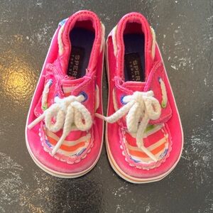 Sperry Kids Hot Pink Striped Canvas Sneakers